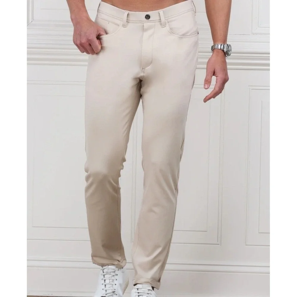 NWT Collars and Co CEO Tech Pull‎ On Pants Stone Size 38x34